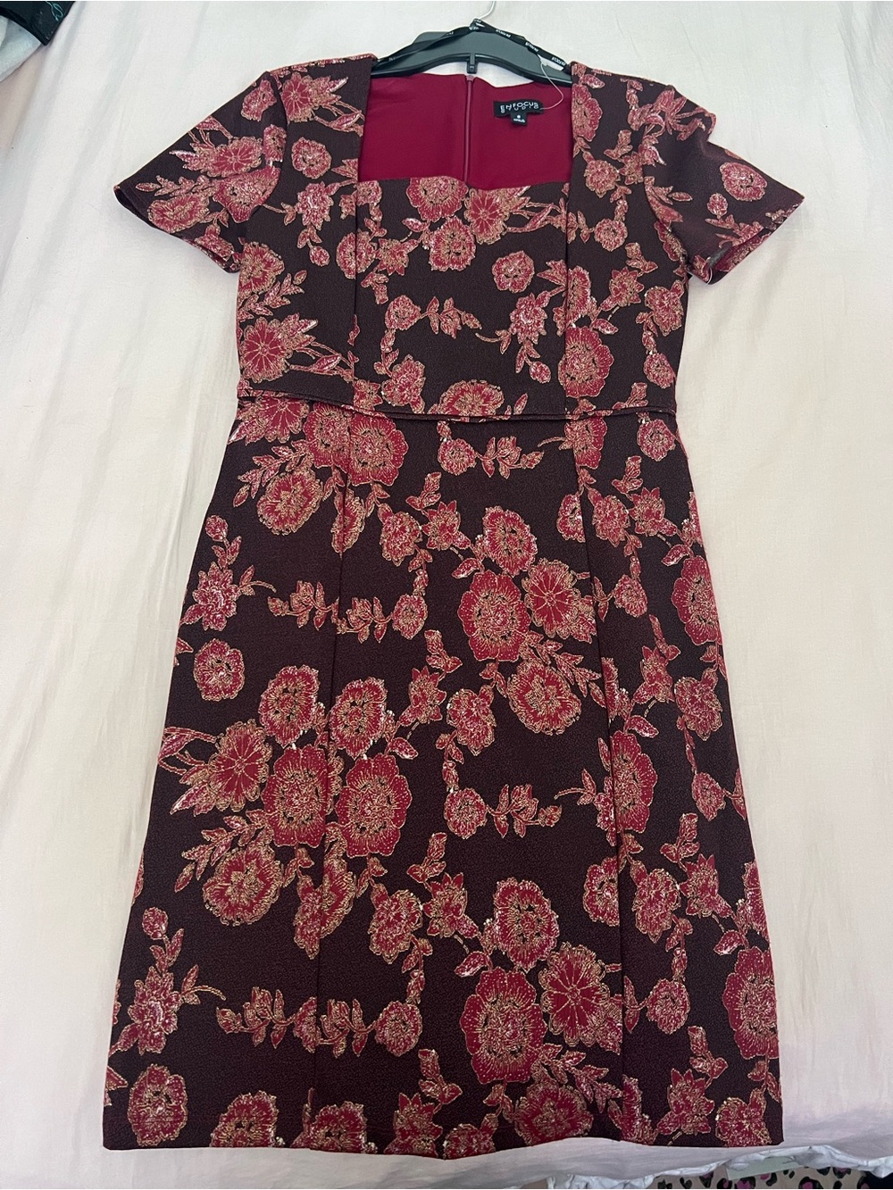 Enfocus Studio Whimsigoth Black Dress with Red Floral Print